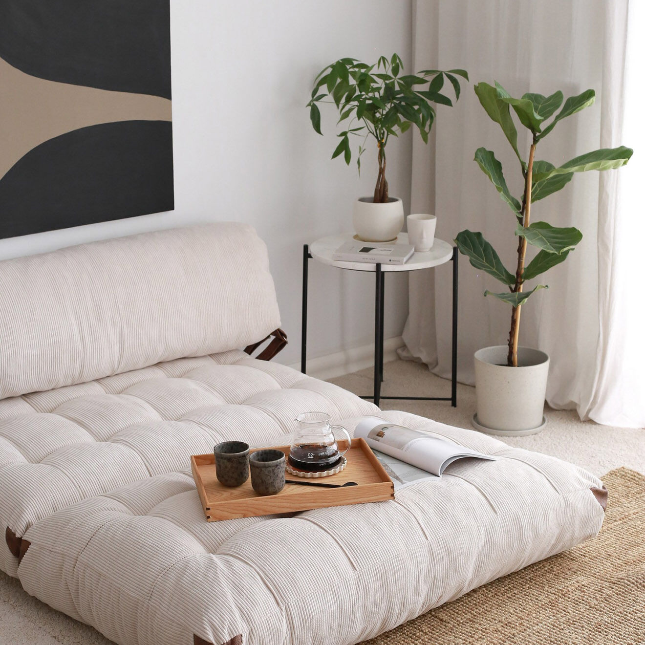 Atelier del Sofa Canapé convertible 2 places Fold blanc - 120x24x75 cm