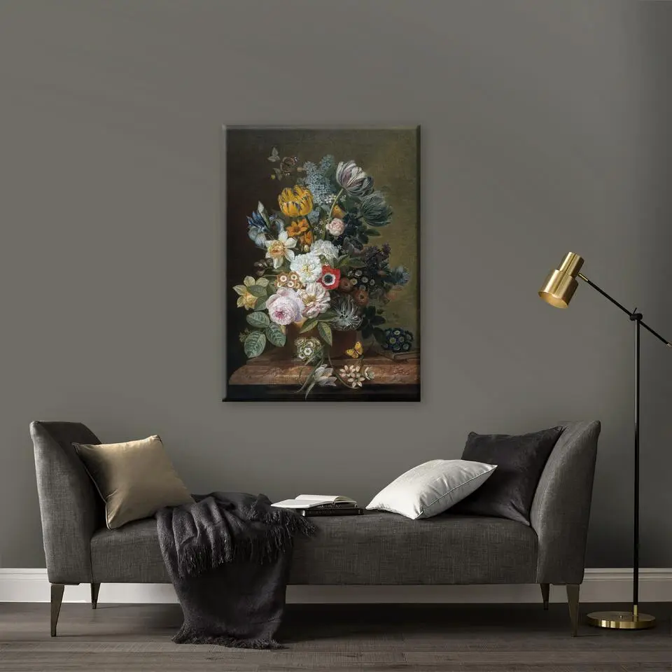 Art for the Home - Canvas - Stilleven met bloemen - 70x100 cm