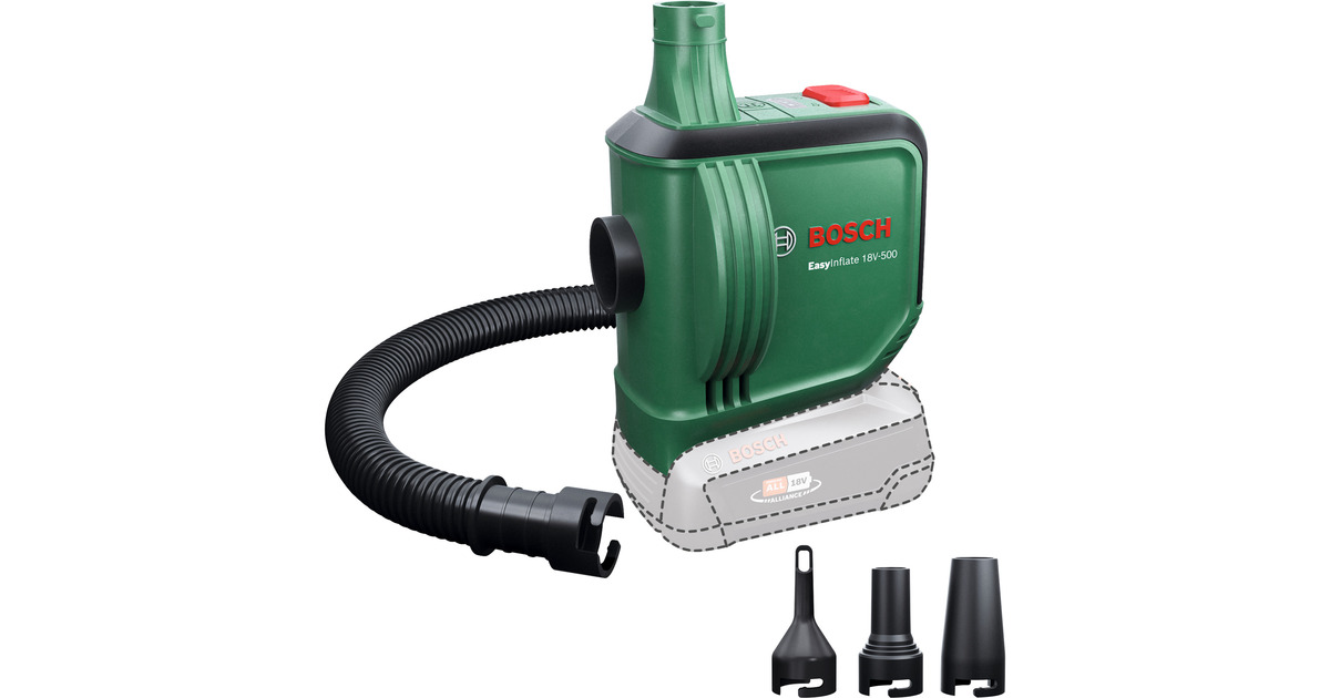 BoschAcculuchtpomp EasyInflate 18V-500  (Groen/zwart, POWER FOR ALL ALLIANCE, Accu en oplader niet inbegrepen)