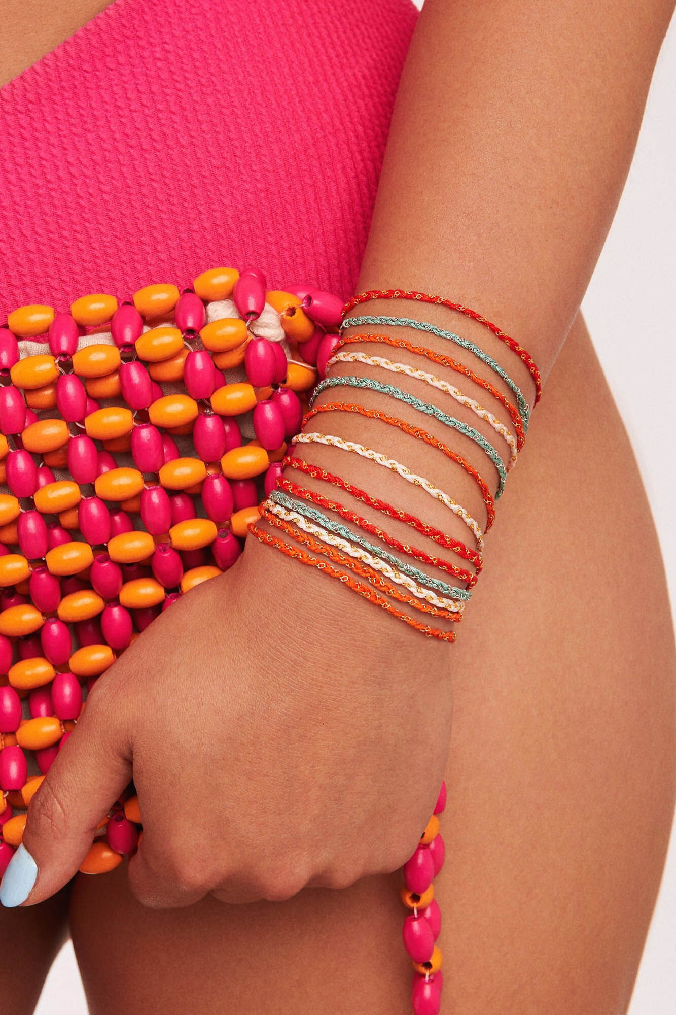 Pulseira de fio turquesa e prata