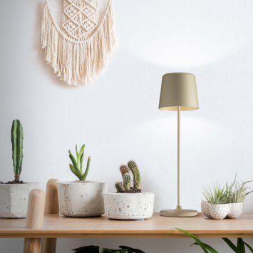 Tafellamp Kaami draagbaar LED 2W voor buiten met USB oplaadbare accu, Cappuccino