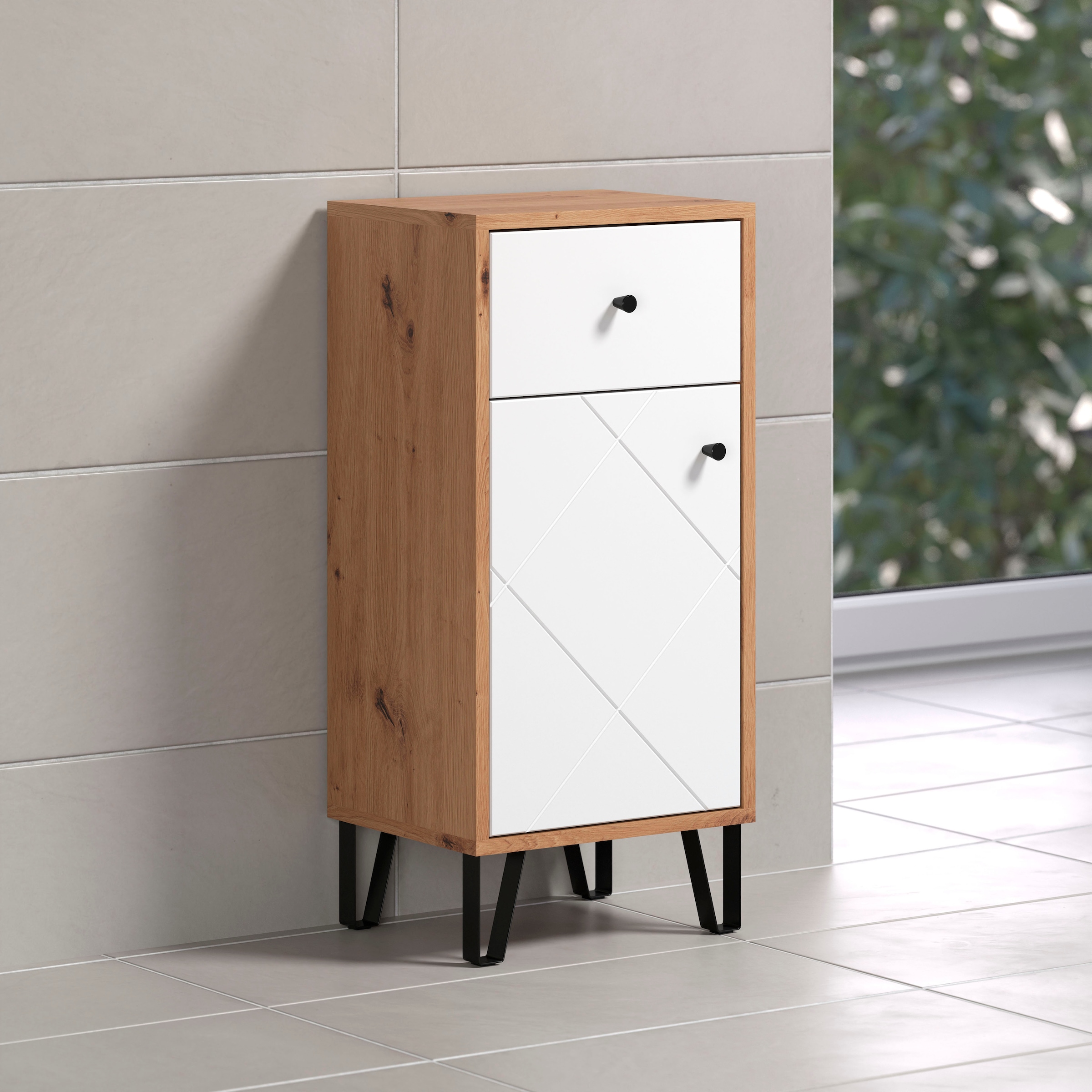 PLACES OF STYLE Unterschrank »Tarragona« 1 Stk. tlg. Badezimmerschrank mit Fräsungen in Rautenoptik in Weiss matt
