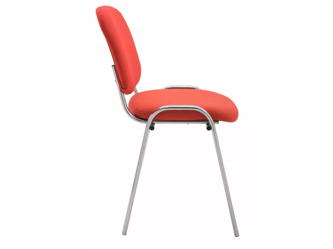 Lot de 4 Chaise de conférence - Tissu & Métal chromé - Rouge - Ken