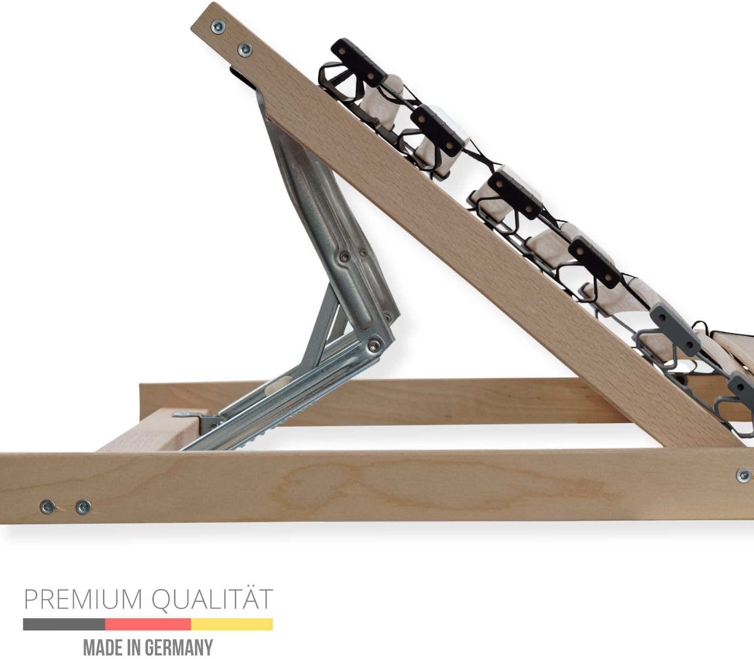 Stabiler Lattenrost 80x200, Federholzrahmen Made in Germany, Lattenrost Kopfteil verstellbar, Lattenrahmen Traglast bis 150Kg, Lattenrahmen Buche, 28 Latten, 7 Komfortzonen