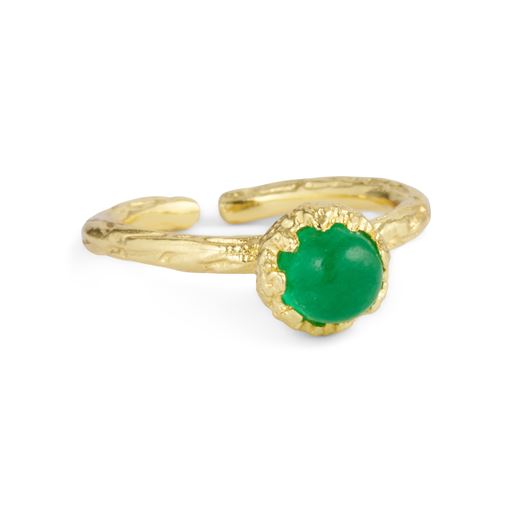 Pure By Nat Natursten Ring, Gold Plated Green Hydro