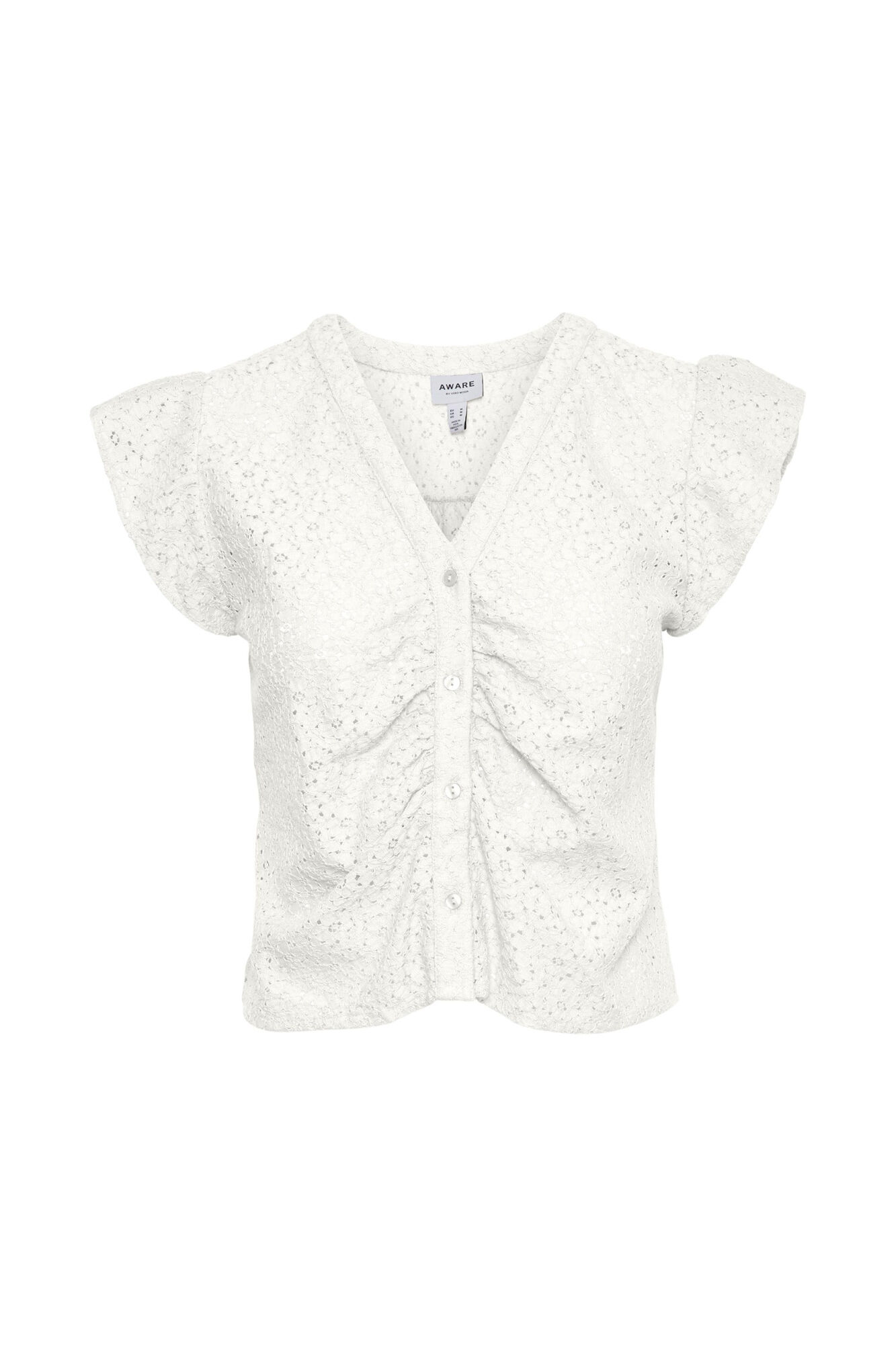 Blusa de manga curta com babados - Branca