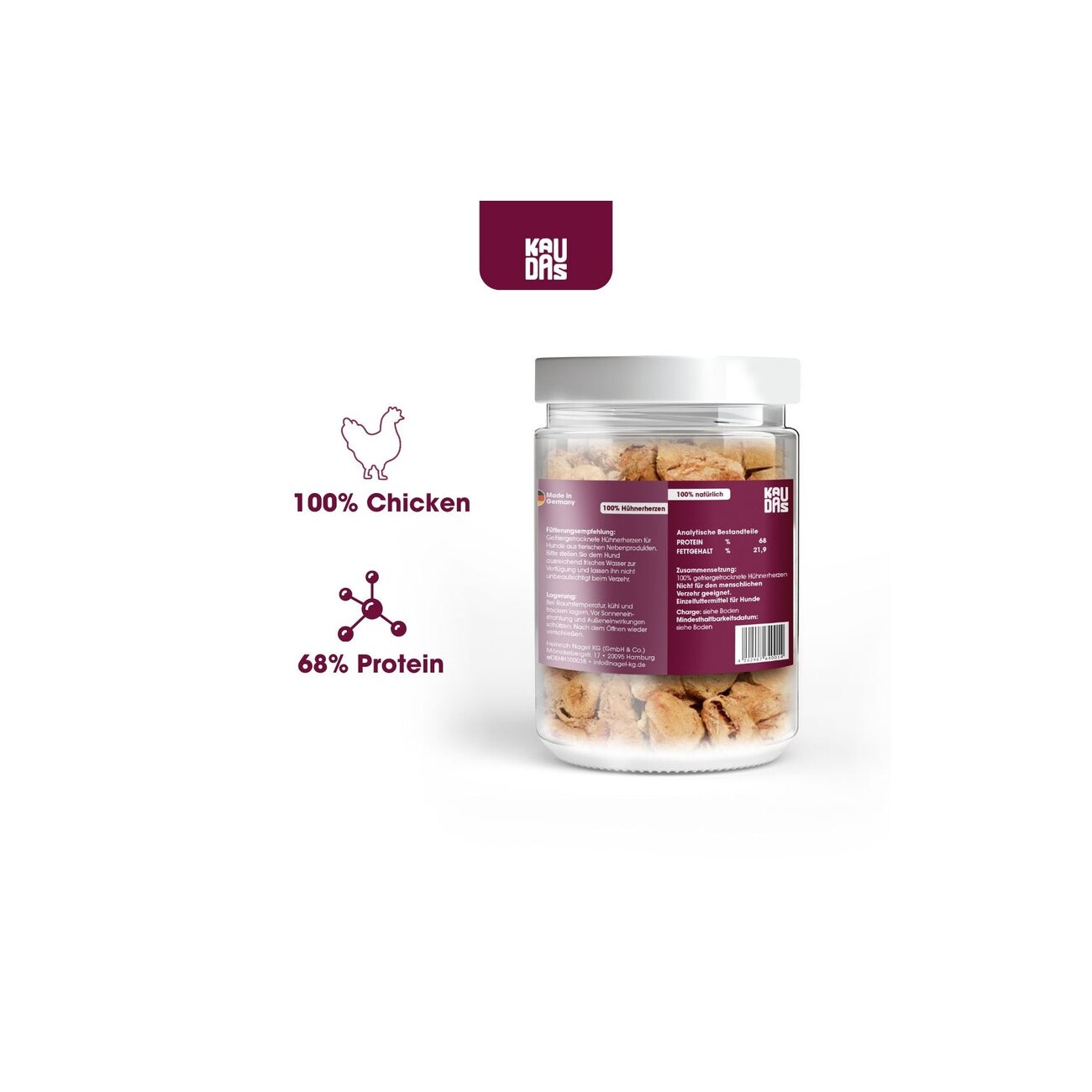 KAUDAS HühnerherzenPur Natursnack 2x60 g