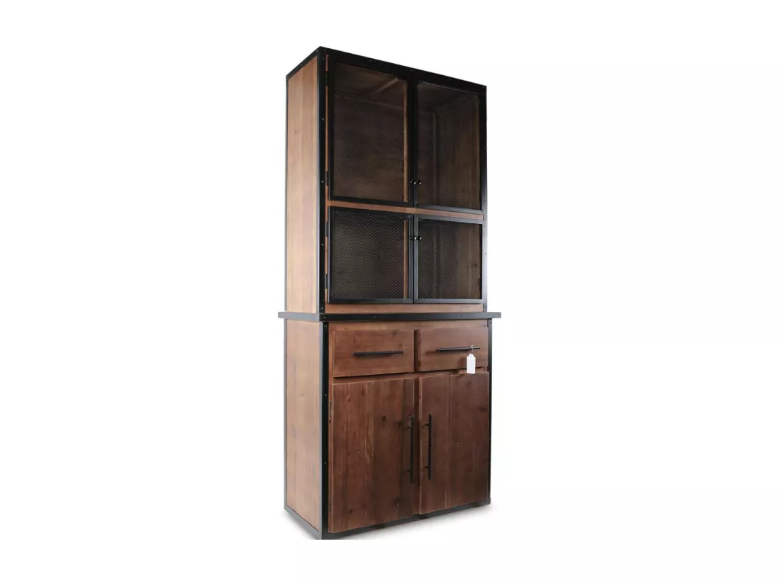 Vaisselier 2 tiroirs Bois-Métal Marron - Eduline Décoration d'Autrefois