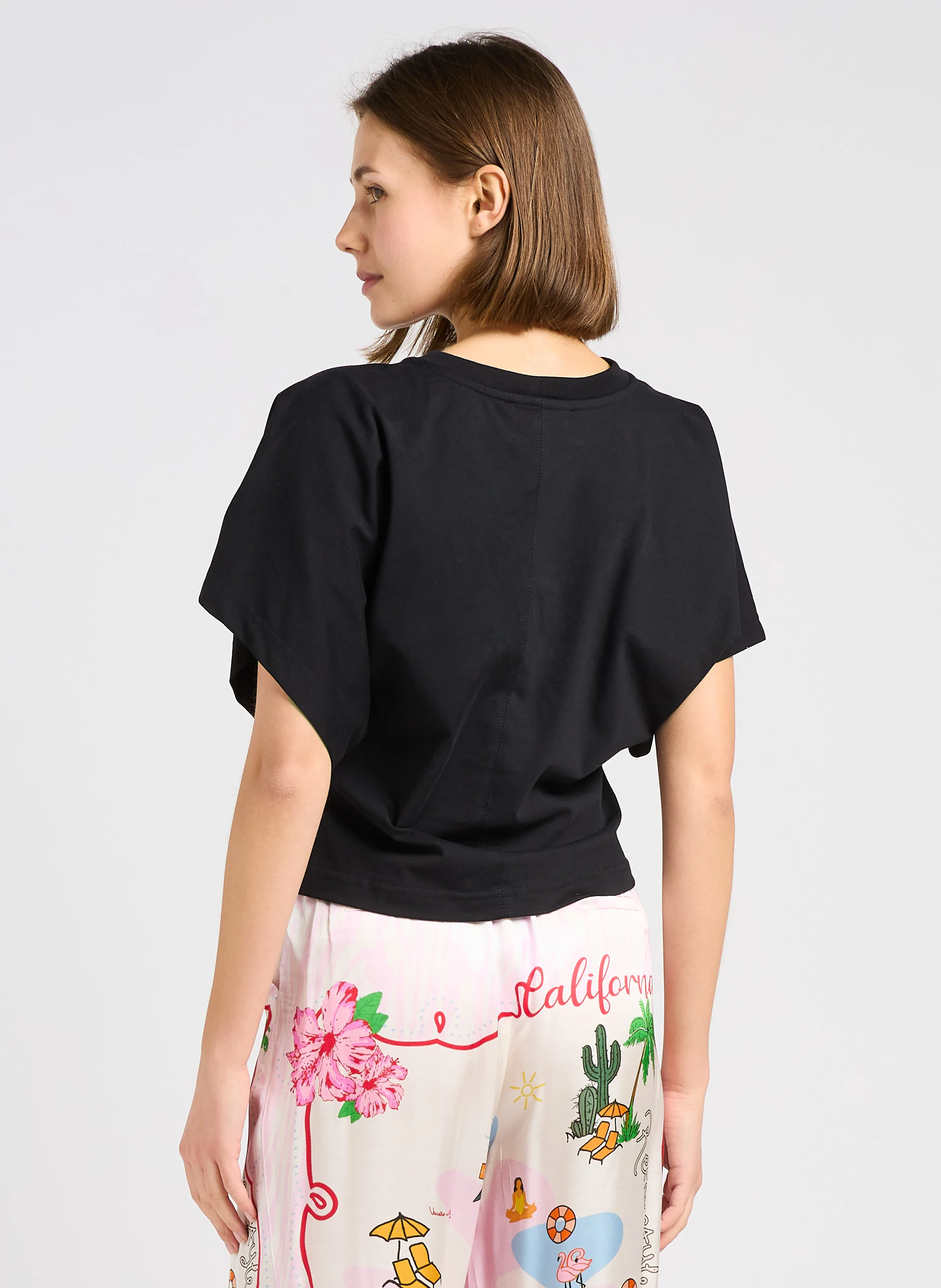 EDENA - Tee-shirt droit col rond en coton | Noir