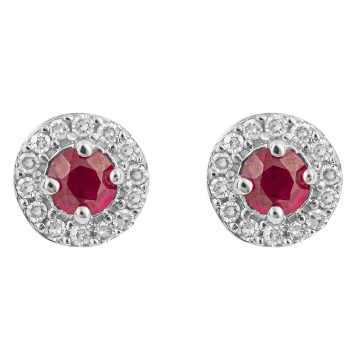 Boucle d'oreille diamant et rubis sur or blanc 375