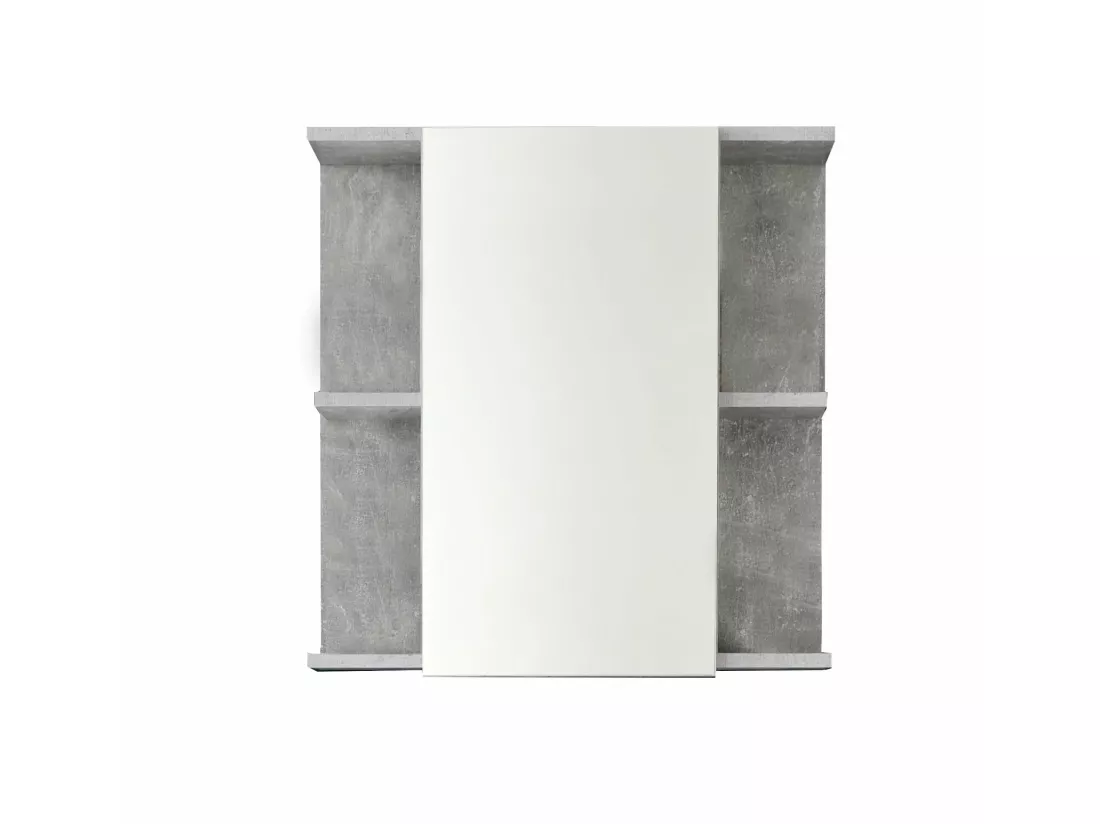 Meuble de salle de bain - Armoire de toilette avec miroir et LED en mélaminé blanc-gris. L-H-P:60-62-20cm