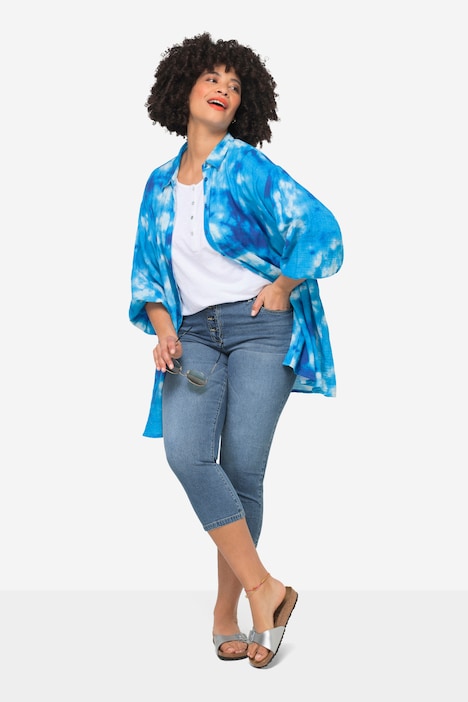 3/4-Jeans, 5-Pocket, Verschluss mit sichtbaren Knöpfen