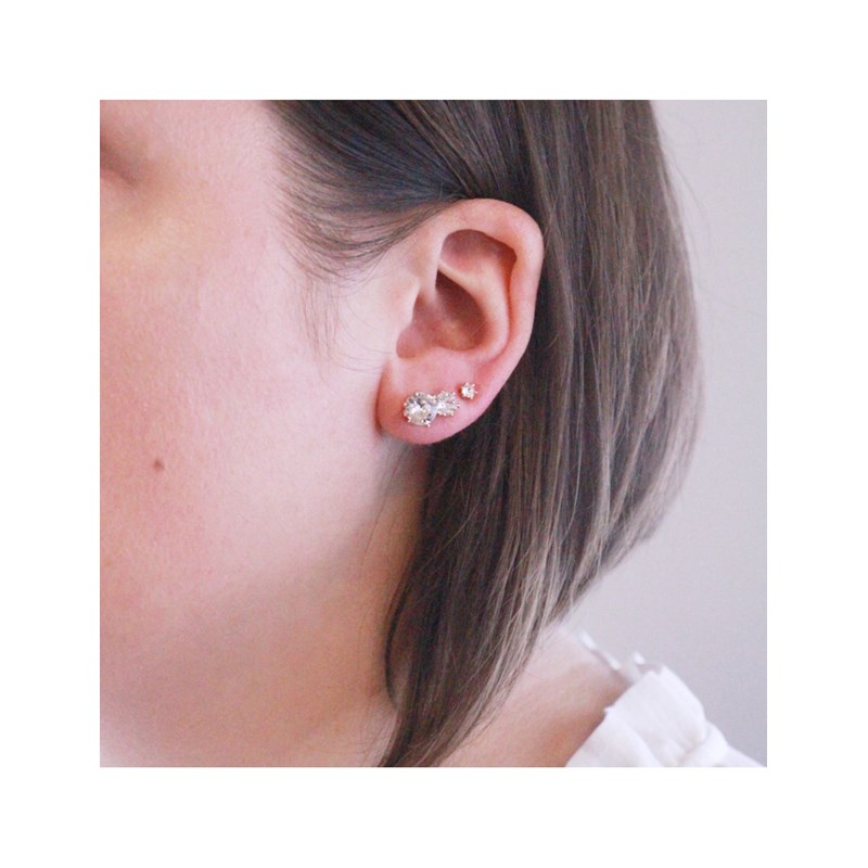 Boucles d'oreilles Trinity - Lot de 3 paires - Or Rosé et Cristal