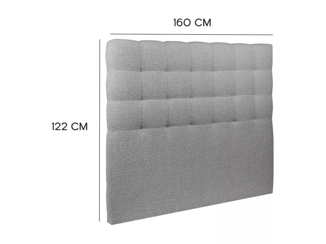 Tête de lit capitonnée DROW en tissu haute qualité coloris gris - longueur 122 x largeur 160 cm