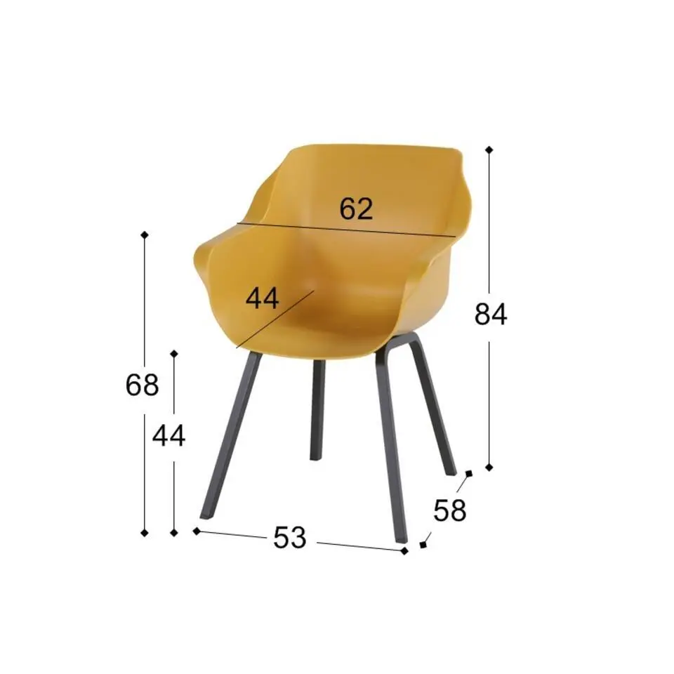 Hartman Sophie Element dining armstoel- curry yellow - 4 st.