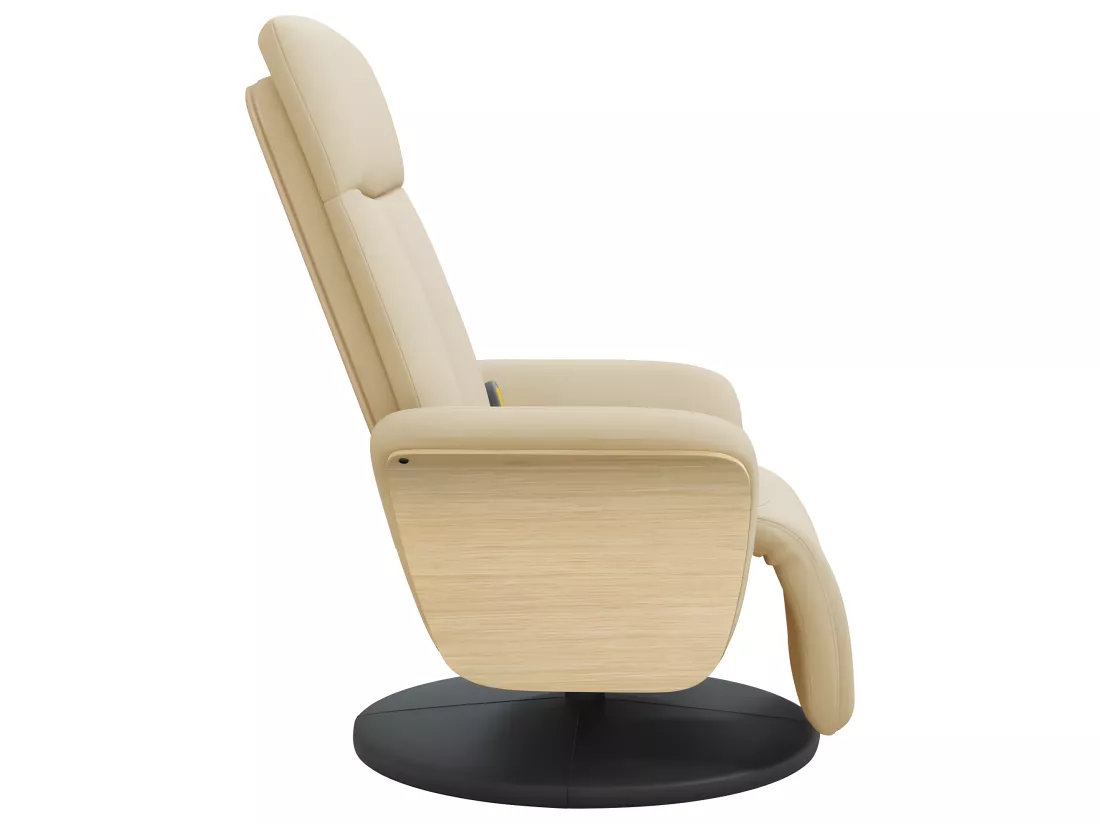 Fauteuil inclinable de massage avec repose-pieds crème tissu