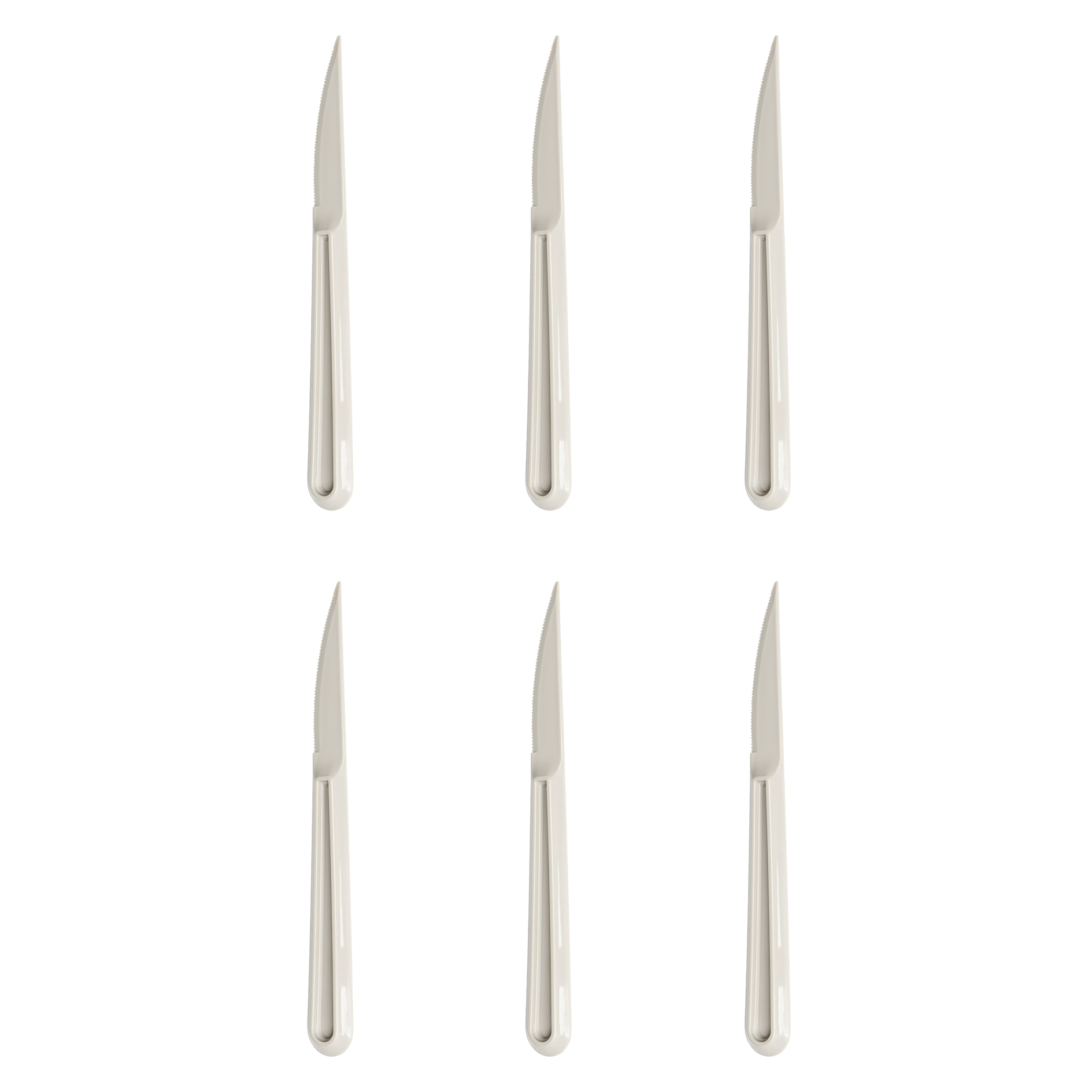 Mehrweg Kunststoffmesser - beige - 6-teilig