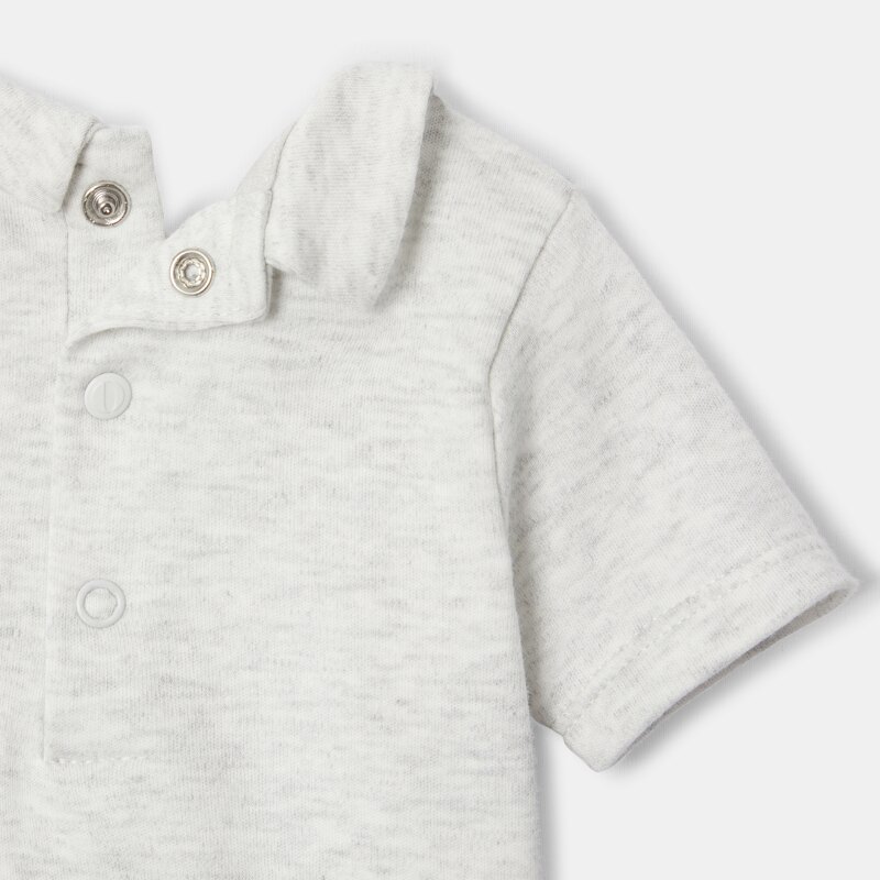 T-shirt col polo à manches courtes en coton bio blanc naissance Absorba Blanc
