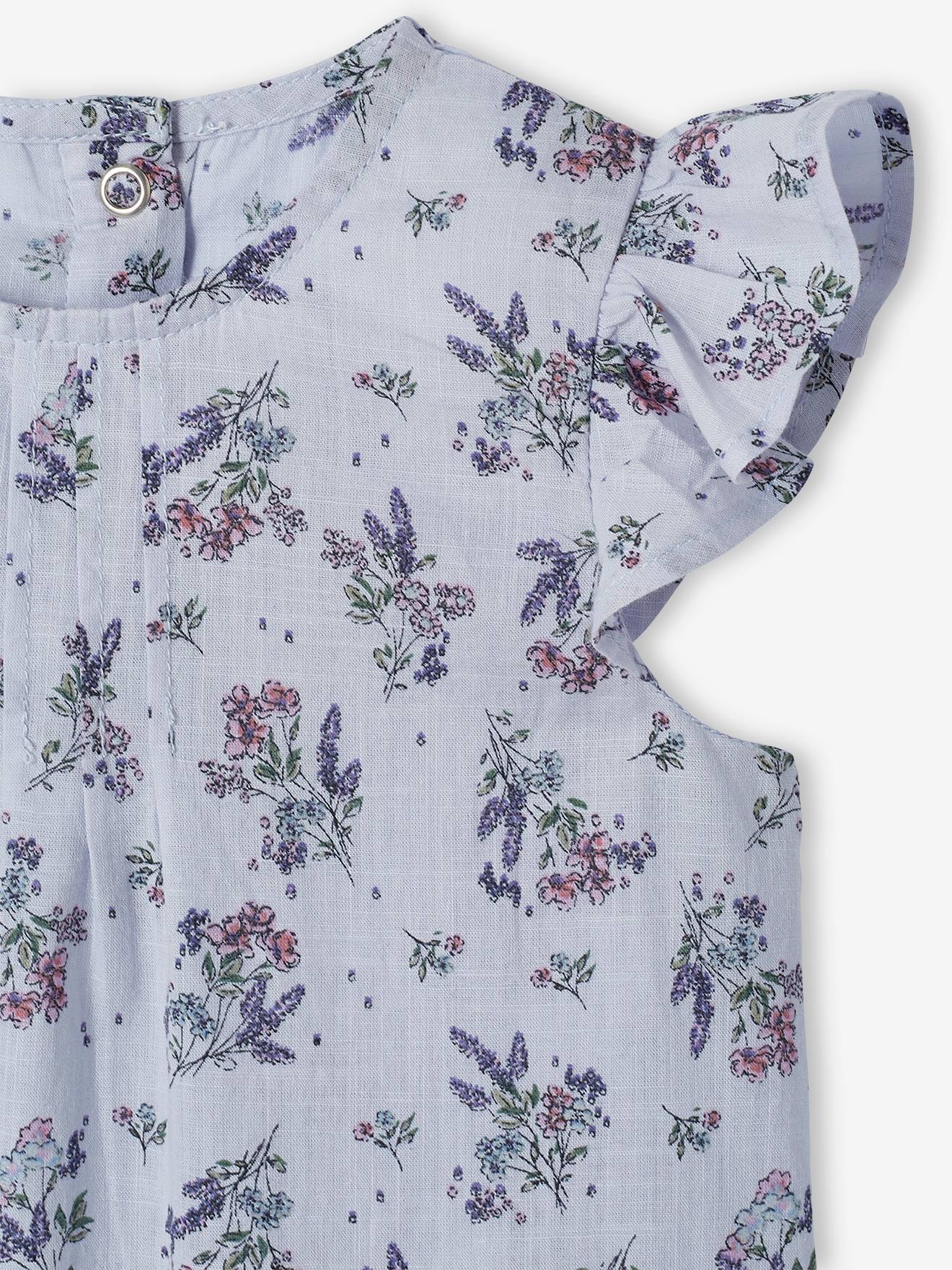 Conjunto de macacão e faixa de cabelo estampados para bebê menina, estampa verde média.