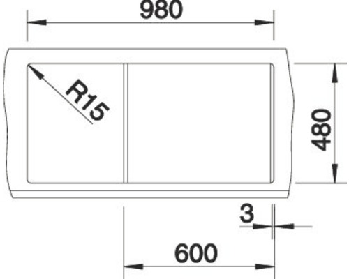 Blanco METRA 6 S spoelbak 1000 x 500 mm wit 513046