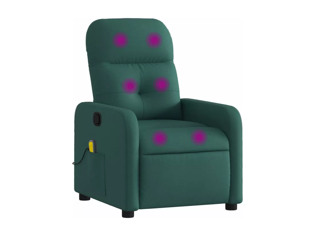 Fauteuil massant inclinable Vert foncé Tissu