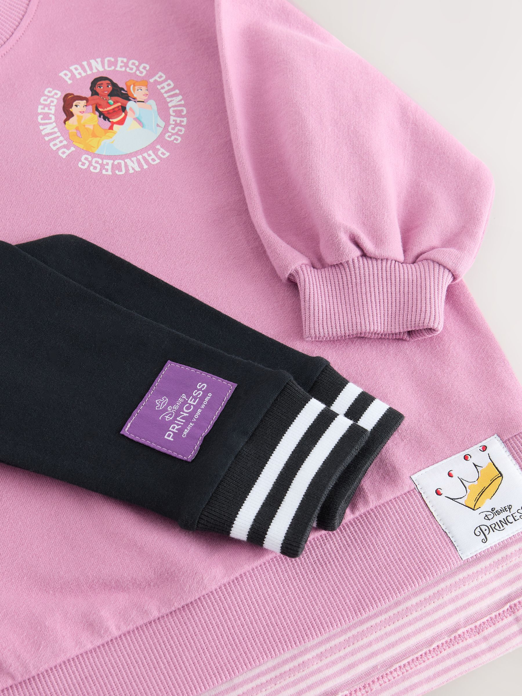 Paars - Set met Disney Princess top met lange mouwen in laagjeslook en legging (3mnd -7jr)