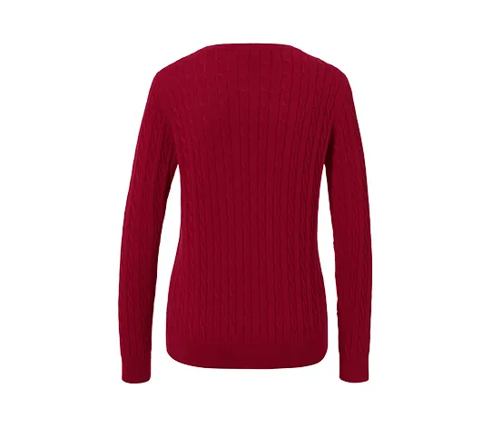 Zopfstrickpullover, rot