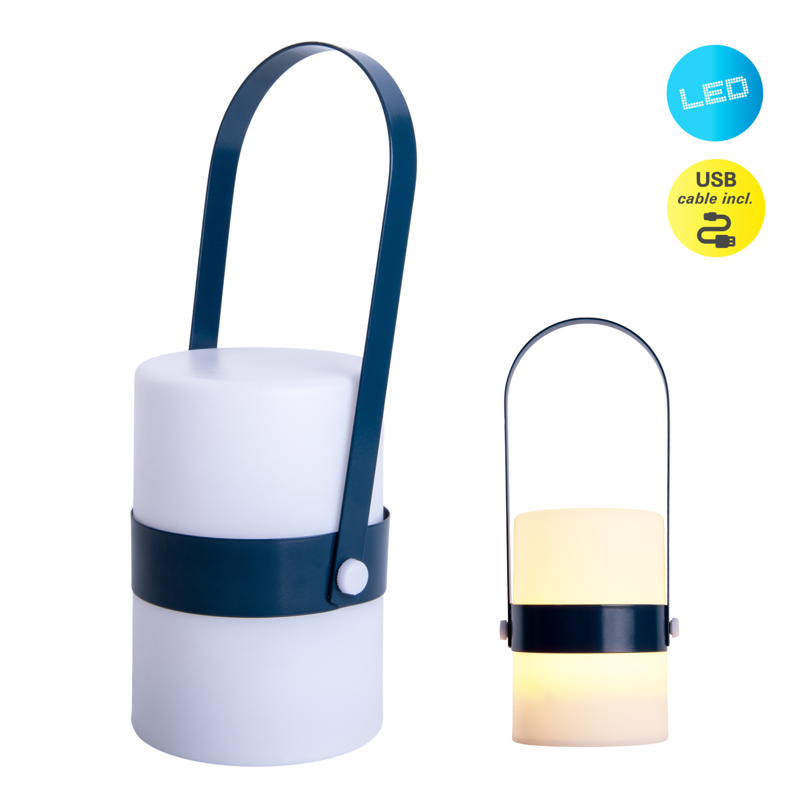 LED-Akku-Dekoleuchte NEO - weiß-blau - 28 cm