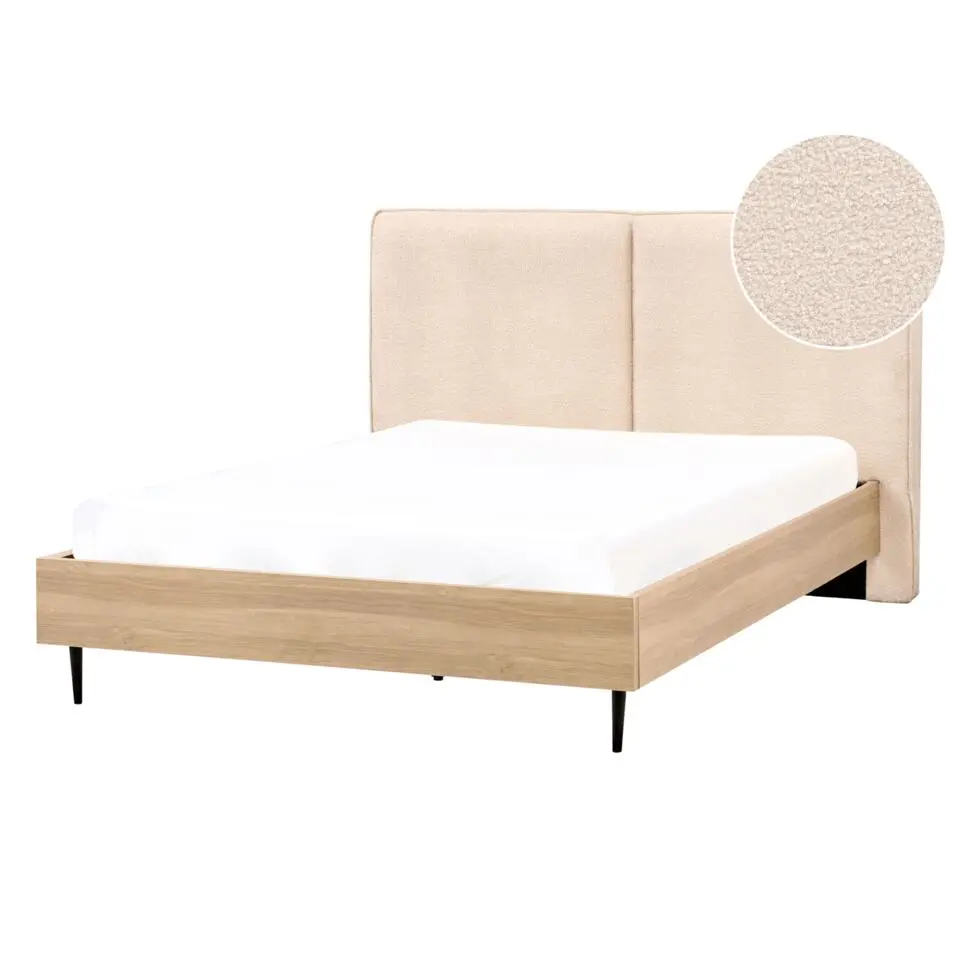 IZERNORE - Bed - Beige - 140 x 200 cm - Bouclé