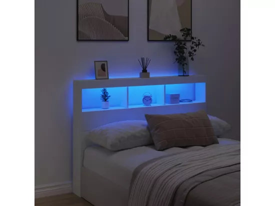 Armoire tête de lit avec LED blanc 140x17x102 cm