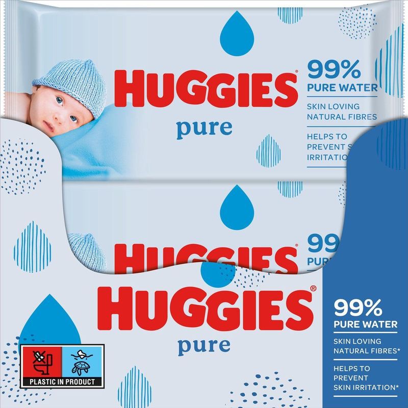 Huggies billendoekjes - Pure 99% water - 18 x 56 stuks - 1008 doekjes - voordeelverpakking