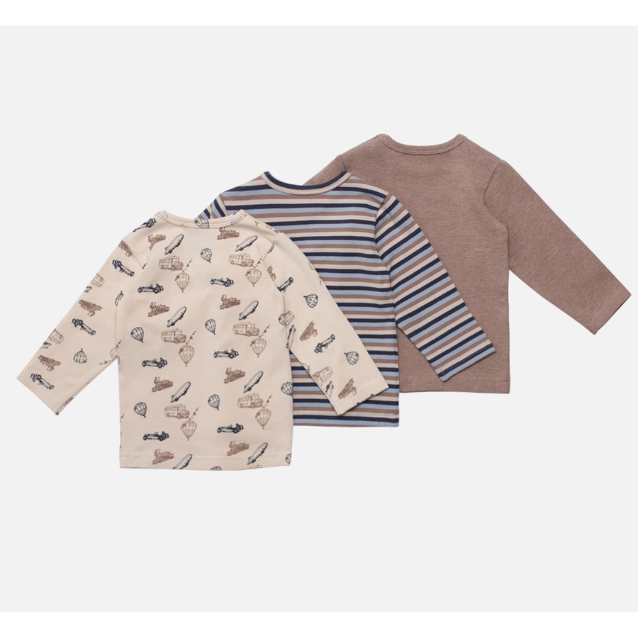 Hust & Claire Langarmshirt 3er Pack Albert Deer Brown Melange