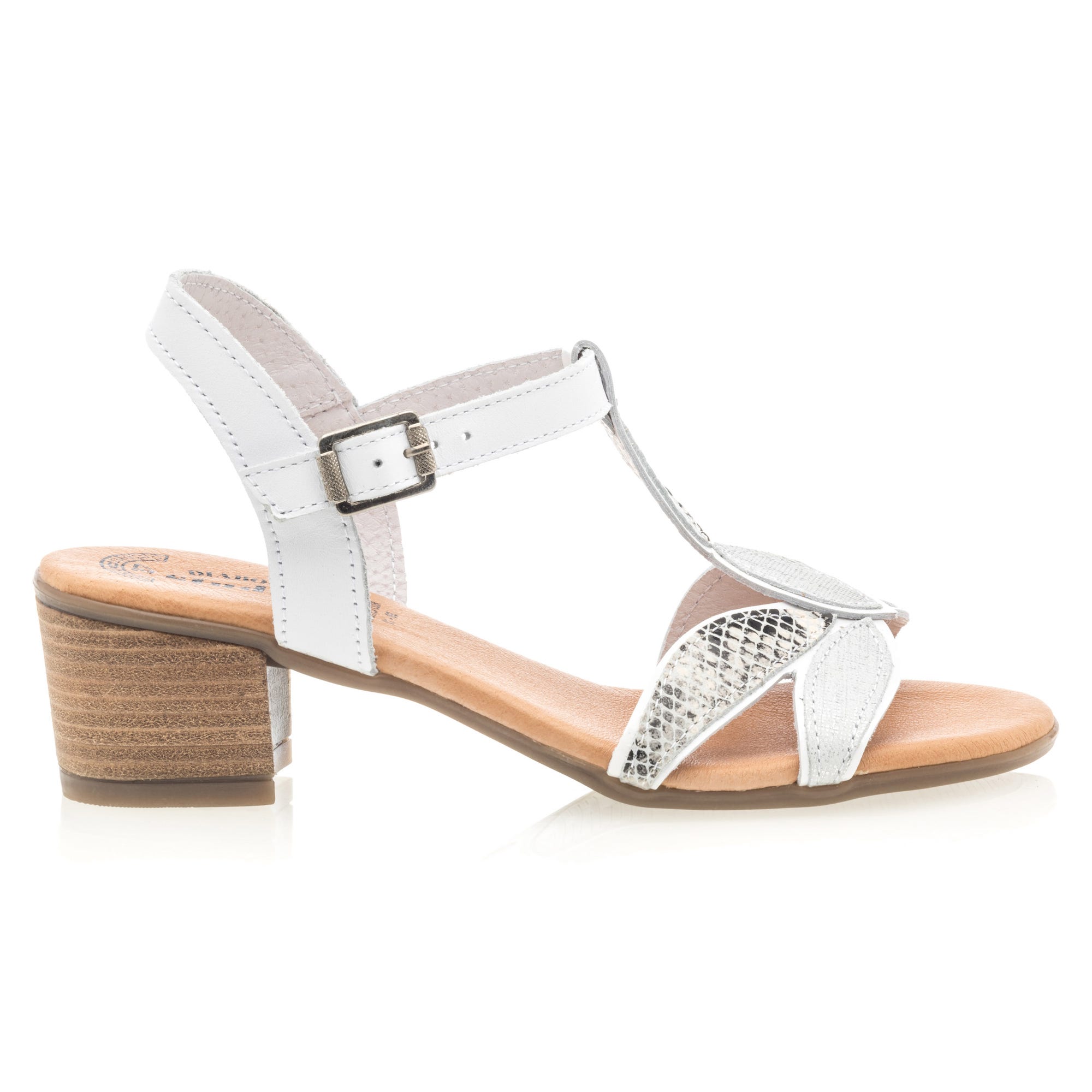 Nu-pieds à talon Femme en cuir blanc