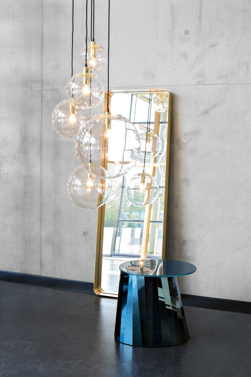 ClassiCon Pli Low bijzettafel 53x42 blauw, tafelblad glanzend