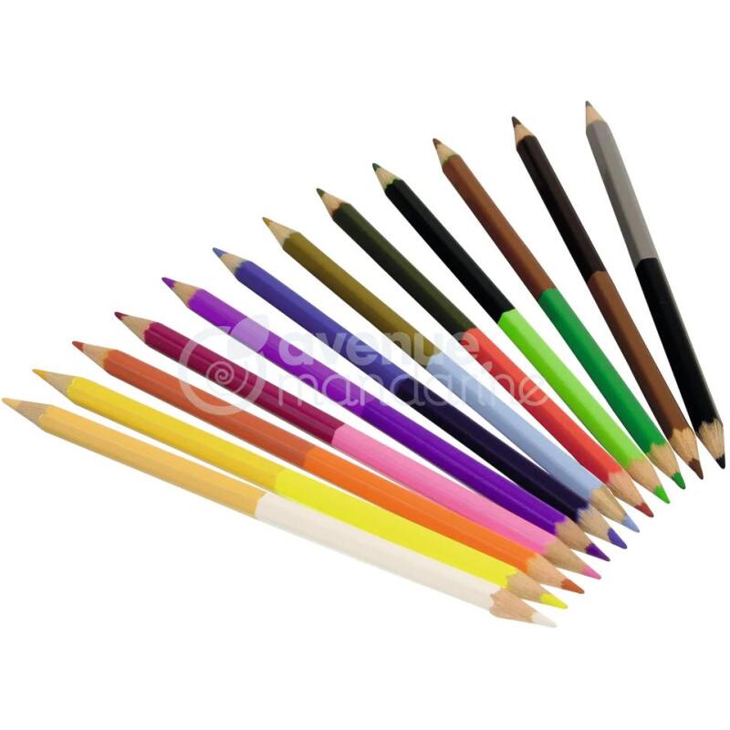 Tube de 12 crayons de couleur double pointes - Multicolore