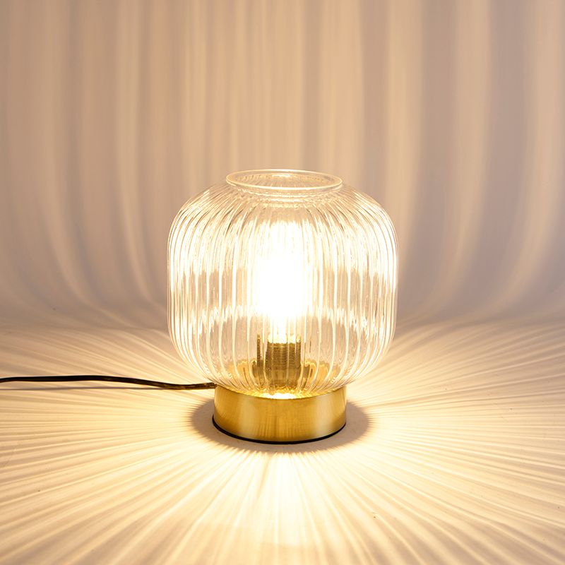 Art Deco tafellamp messing met glas - Karel