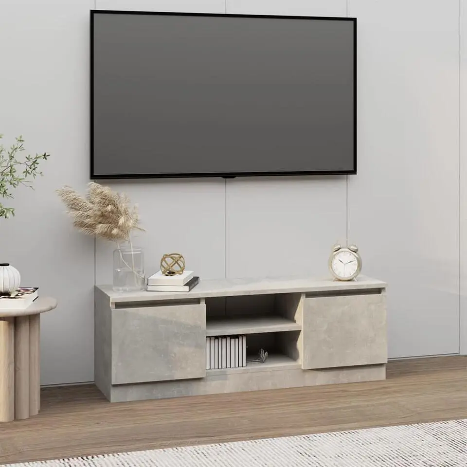 vidaXL - Tv-meubel met deur - Grijs - Bewerkt hout - 102 x 30 x 36 cm