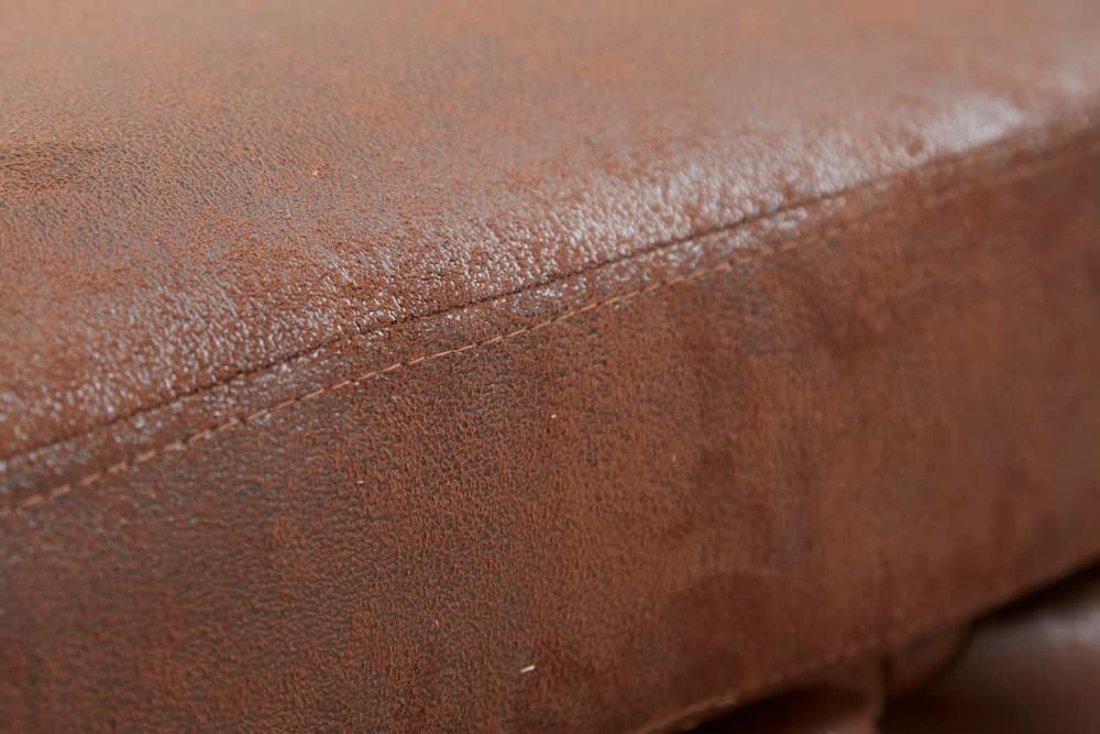 Chesterfield Sitzhocker MODERN BAROCK - 92cm - antik braun - Microfaser Metall - Fußhocker Ziersteppungen Retro gefedert gepolstert