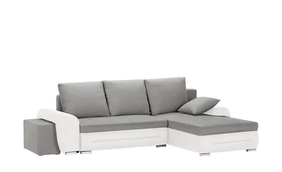 Ecksofa Emma rechts Weiß, Hellgrau