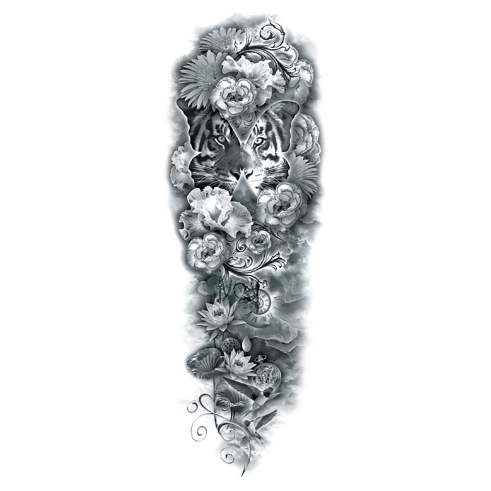 (45x16cm) Full Sleeve Fake Tätowierung Temporary Tattoo Haut Sticker Aufkleber - Style 1