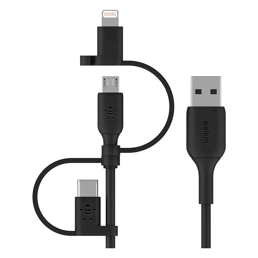 Belkin Câble USB-A vers USB-C, Lightning ou Micro-USB - 1m