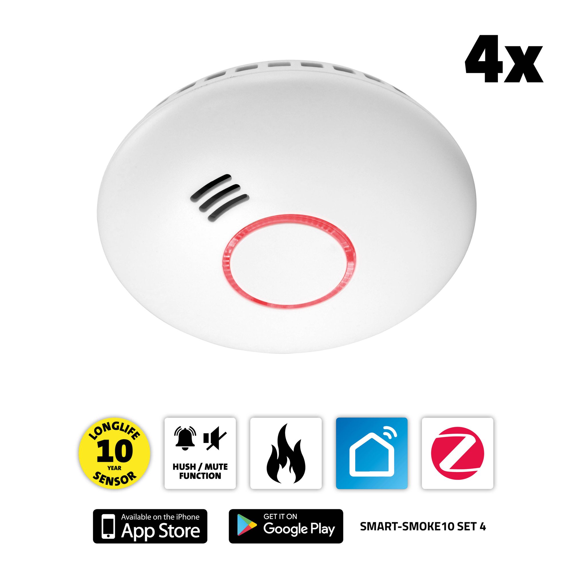 Alecto SMART-SMOKE10 set van 4 rookmelders