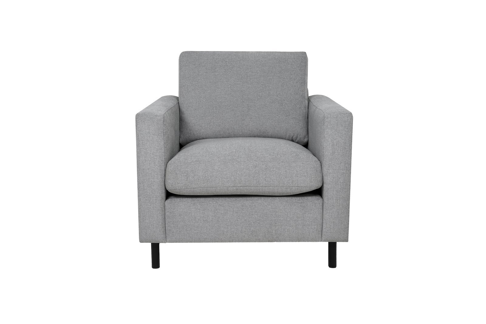 Viken hvilestol I tekstil Thor 3/1 Light Grey med  arm B, sorte eikeben og duntopp