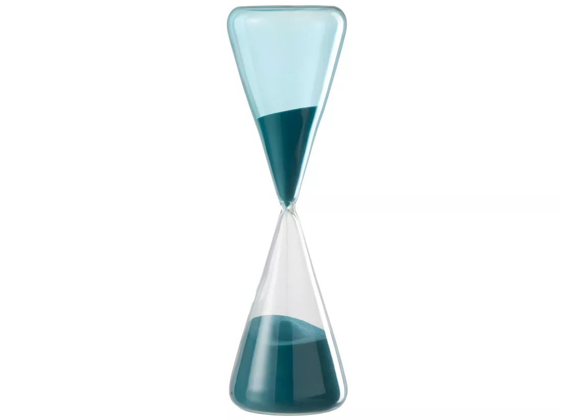 Sablier de décoration en verre bleu 30 cm