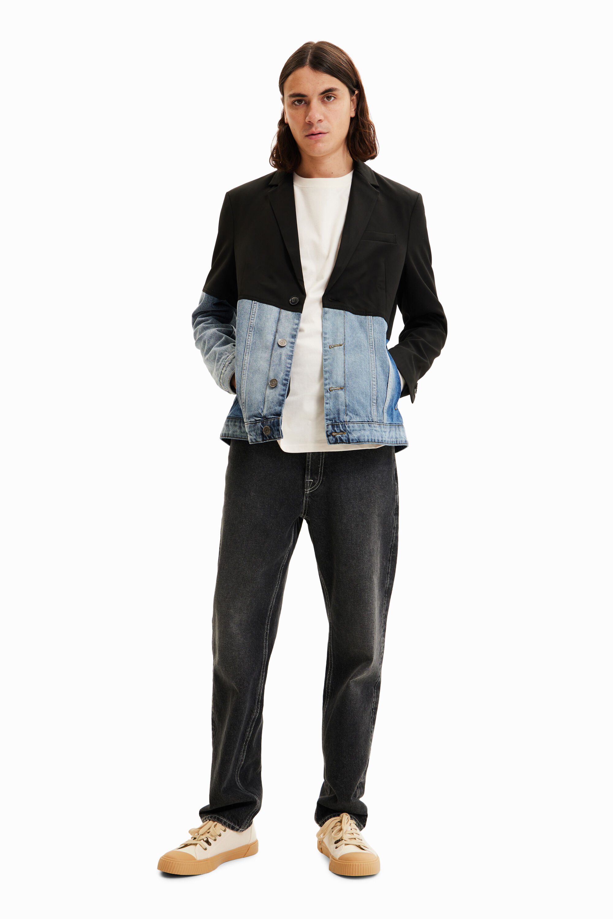 Blazer jean bi-matière