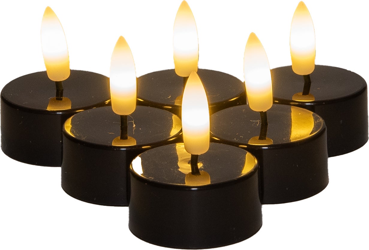Anna's Collection LED waxinelicht zwart D 3,5 H 1,5 cm 6 stuks