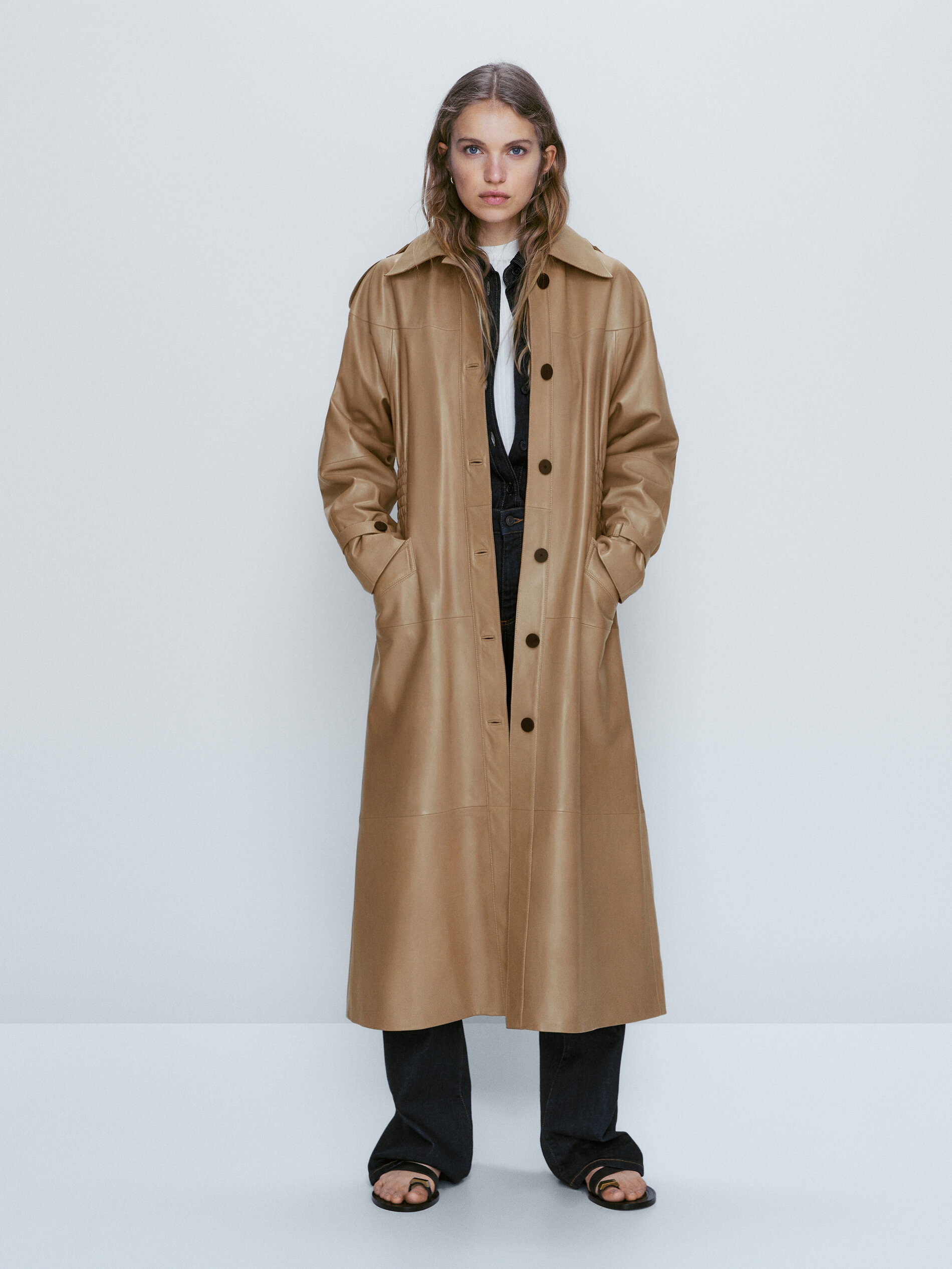 Chaqueta trench piel napa cintura elástica - ARENA