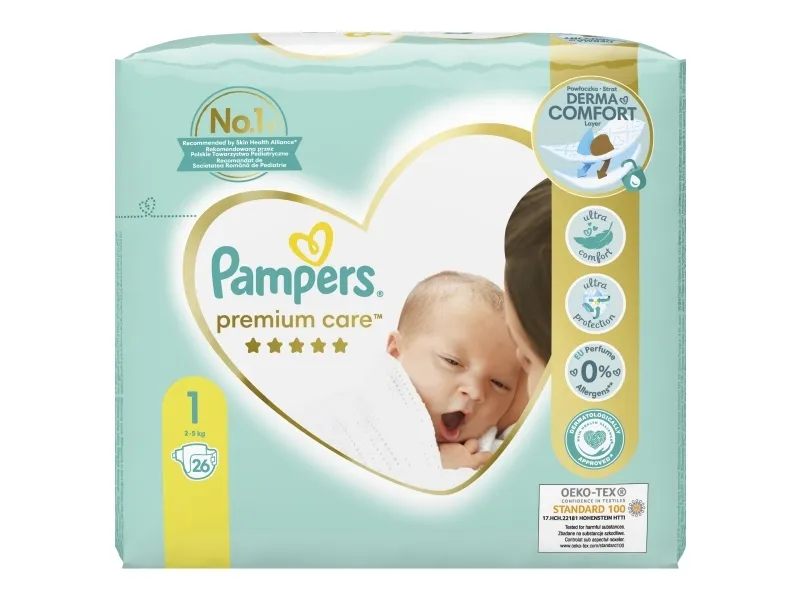Pampers Premium Care 1-bleer, 2-5 kg, 26 stk.