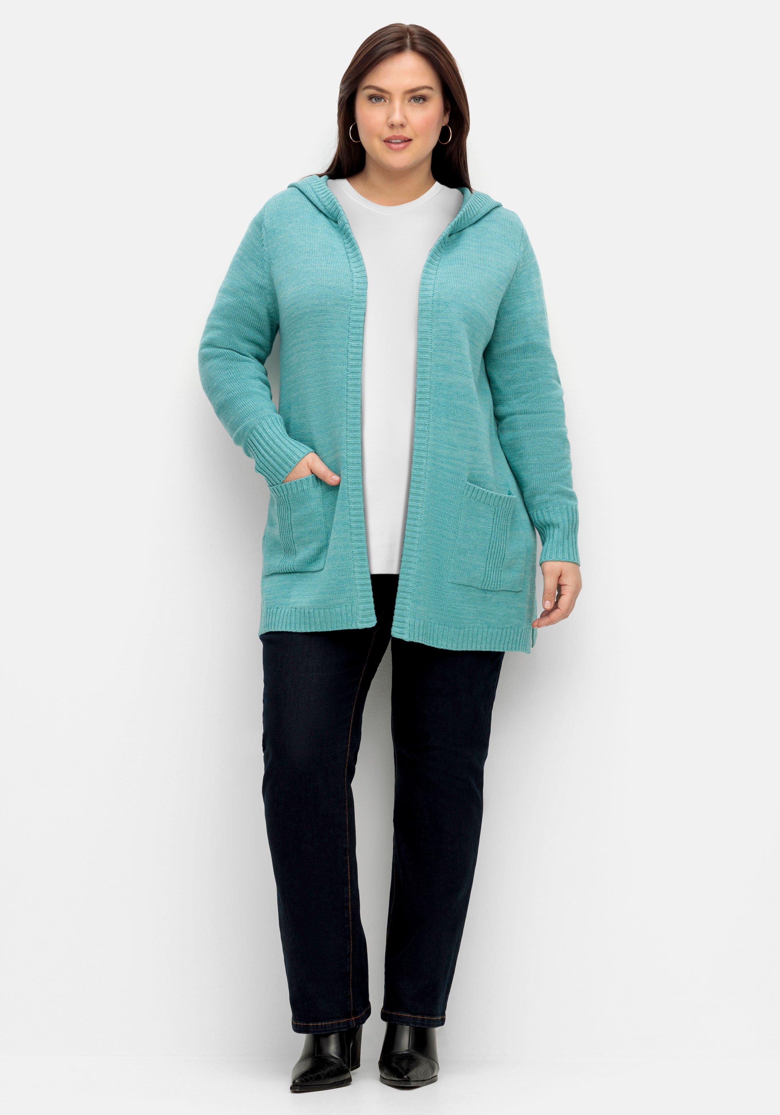 Kapuzenstrickjacke mit Wolle und Kaschmir