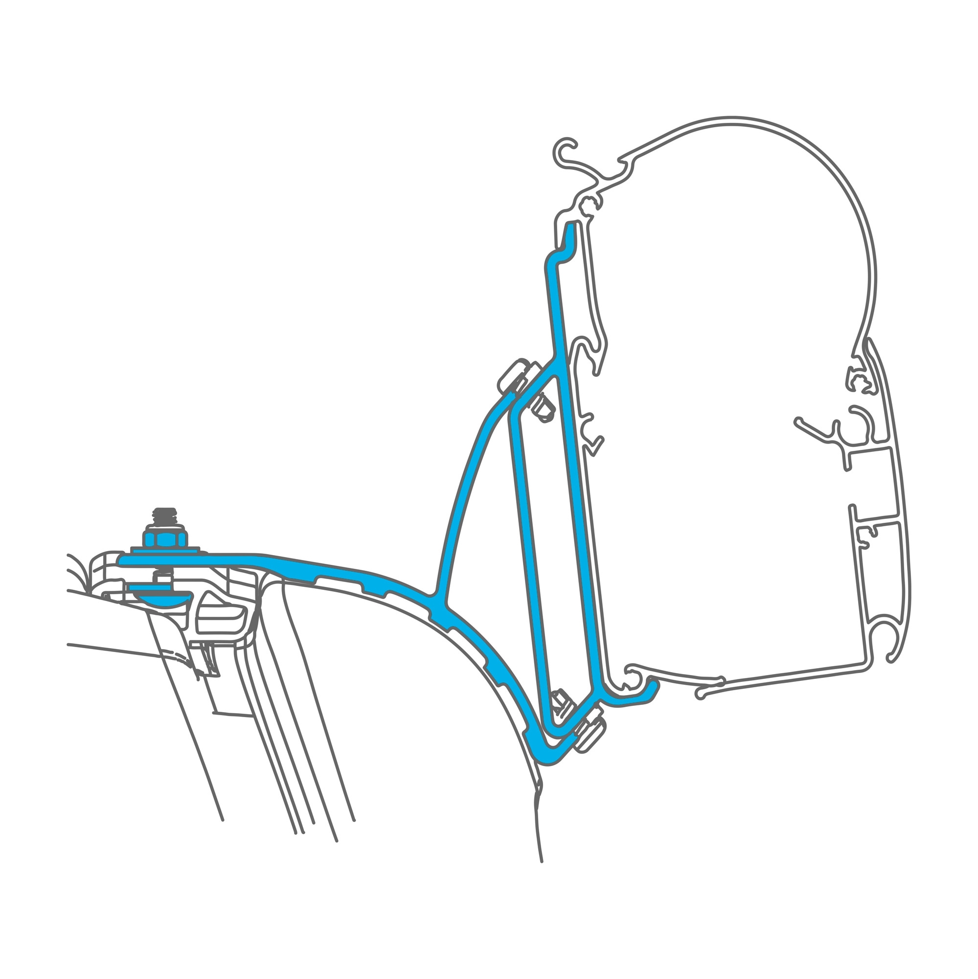 Dometic Wandmarkisenadapter PerfectWall Adapter 040 für VW T5/T6 Multivan C-Rail
